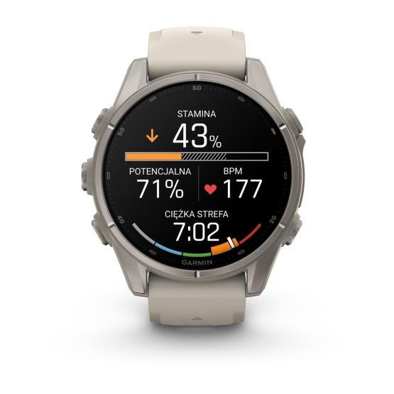 Garmin Fenix 9 Standard - 43mm Tytanowy z silikonowym paskiem w kolorze Fog Gray [010-04761-01] (4)
