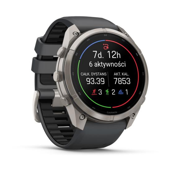 Garmin Fenix 9 Pro inReach - 51mm Tytanowy z silikonowym paskiem w kolorze Graphite / Black [010-04337-21] (3)