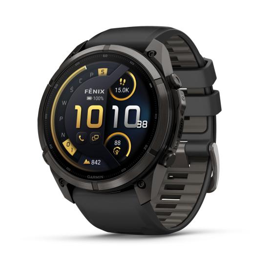 Garmin Fenix 9 Pro inReach - 51mm Tytanowy w kolorze Carbon Gray z powłoką (DLC) z silikonowym paskiem w kolorze Black / Pebble Gray [010-04337-11] (1)