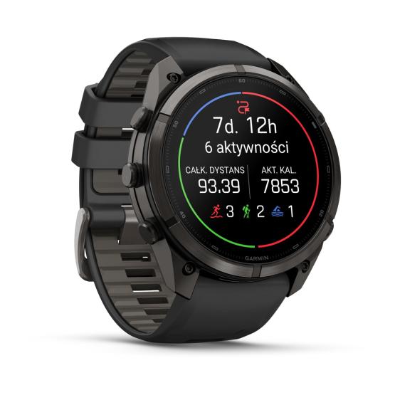 Garmin Fenix 9 Pro inReach - 51mm Tytanowy w kolorze Carbon Gray z powłoką (DLC) z silikonowym paskiem w kolorze Black / Pebble Gray [010-04337-11] (3)