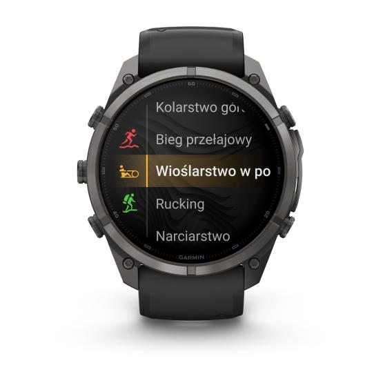 Garmin Fenix 9 Pro inReach - 51mm Tytanowy w kolorze Carbon Gray z powłoką (DLC) z silikonowym paskiem w kolorze Black / Pebble Gray [010-04337-11] (6)