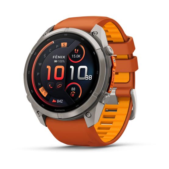 Garmin Fenix 9 Pro inReach - 51mm Tytanowy z silikonowym paskiem w kolorze Autumn Orange / Spark Orange [010-04337-01] (1)