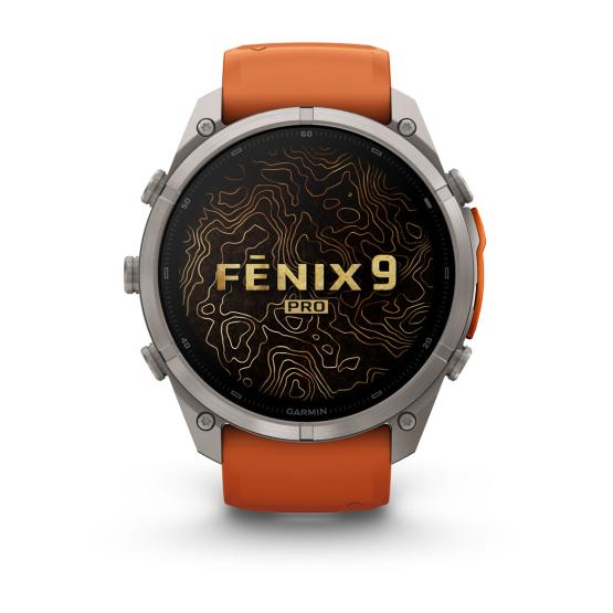 Garmin Fenix 9 Pro inReach - 51mm Tytanowy z silikonowym paskiem w kolorze Autumn Orange / Spark Orange [010-04337-01] (2)