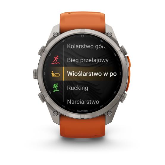 Garmin Fenix 9 Pro inReach - 51mm Tytanowy z silikonowym paskiem w kolorze Autumn Orange / Spark Orange [010-04337-01] (6)