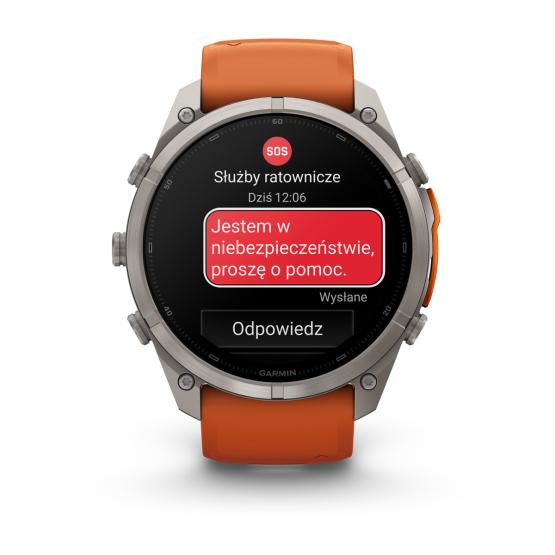 Garmin Fenix 9 Pro inReach - 51mm Tytanowy z silikonowym paskiem w kolorze Autumn Orange / Spark Orange [010-04337-01] (7)
