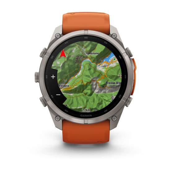 Garmin Fenix 9 Pro inReach - 51mm Tytanowy z silikonowym paskiem w kolorze Autumn Orange / Spark Orange [010-04337-01] (10)