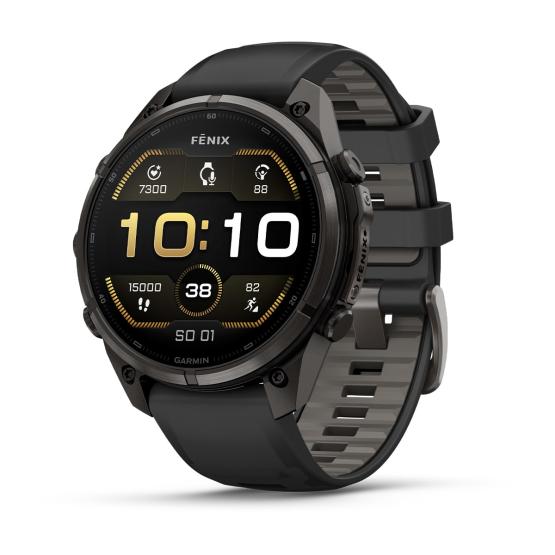 Garmin Fenix 9 Pro - 47mm Tytanowy w kolorze Carbon Gray z powłoką (DLC) z silikonowym paskiem w kolorze Black / Pebble Gray [010-04336-16] (1)