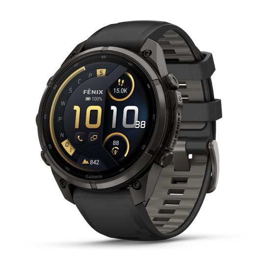 Garmin Fenix 9 Pro inReach - 47mm Tytanowy w kolorze Carbon Gray z powłoką (DLC) z silikonowym paskiem w kolorze Black / Pebble Gray [010-04336-11] (1)