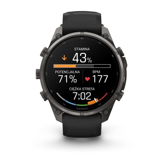 Garmin Fenix 9 Pro inReach - 47mm Tytanowy w kolorze Carbon Gray z powłoką (DLC) z silikonowym paskiem w kolorze Black / Pebble Gray [010-04336-11] (3)