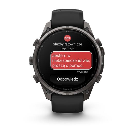 Garmin Fenix 9 Pro inReach - 47mm Tytanowy w kolorze Carbon Gray z powłoką (DLC) z silikonowym paskiem w kolorze Black / Pebble Gray [010-04336-11] (5)