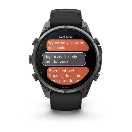 Garmin Fenix 9 Pro inReach - 47mm Tytanowy w kolorze Carbon Gray z powłoką (DLC) z silikonowym paskiem w kolorze Black / Pebble Gray [010-04336-11] (6)