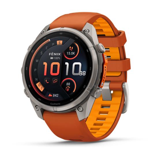 Garmin Fenix 9 Pro inReach - 47mm Tytanowy z silikonowym paskiem w kolorze Autumn Orange / Spark Orange [010-04336-01] (1)