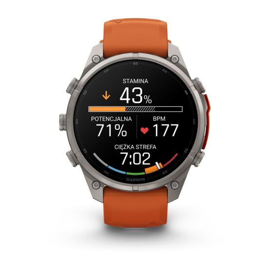 Garmin Fenix 9 Pro inReach - 47mm Tytanowy z silikonowym paskiem w kolorze Autumn Orange / Spark Orange [010-04336-01] (3)