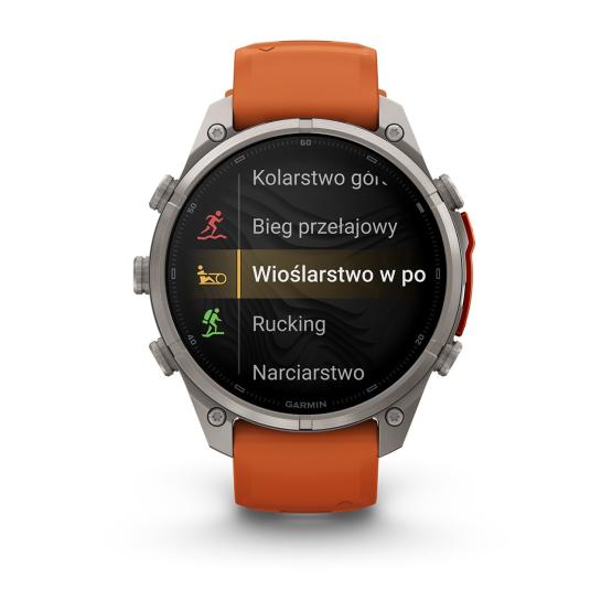 Garmin Fenix 9 Pro inReach - 47mm Tytanowy z silikonowym paskiem w kolorze Autumn Orange / Spark Orange [010-04336-01] (4)