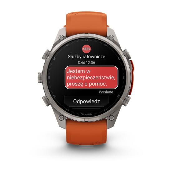 Garmin Fenix 9 Pro inReach - 47mm Tytanowy z silikonowym paskiem w kolorze Autumn Orange / Spark Orange [010-04336-01] (5)