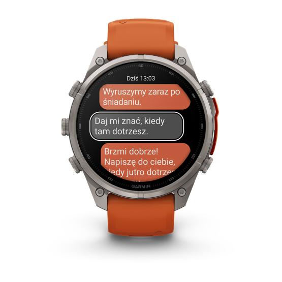 Garmin Fenix 9 Pro inReach - 47mm Tytanowy z silikonowym paskiem w kolorze Autumn Orange / Spark Orange [010-04336-01] (6)