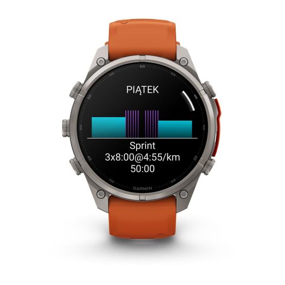 Garmin Fenix 9 Pro inReach - 47mm Tytanowy z silikonowym paskiem w kolorze Autumn Orange / Spark Orange [010-04336-01] (7)