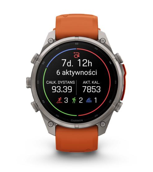 Garmin Fenix 9 Pro inReach - 47mm Tytanowy z silikonowym paskiem w kolorze Autumn Orange / Spark Orange [010-04336-01] (12)