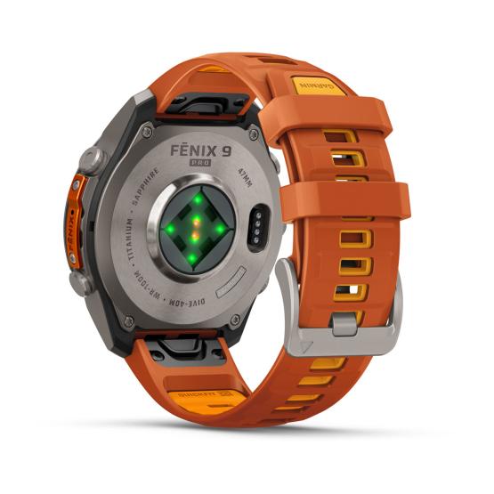 Garmin Fenix 9 Pro inReach - 47mm Tytanowy z silikonowym paskiem w kolorze Autumn Orange / Spark Orange [010-04336-01] (15)