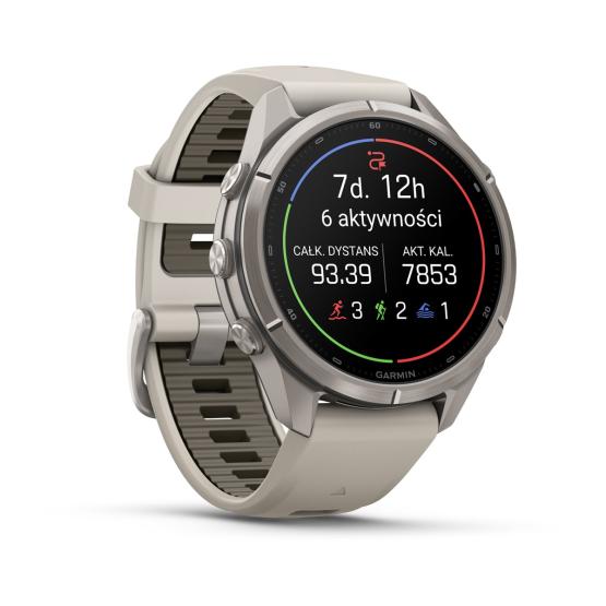 Garmin Fenix 9 Pro inReach - 43mm Tytanowy z silikonowym paskiem w kolorze Fog Gray / Dark Sandstone [010-04335-81] (3)