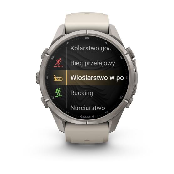 Garmin Fenix 9 Pro inReach - 43mm Tytanowy z silikonowym paskiem w kolorze Fog Gray / Dark Sandstone [010-04335-81] (6)