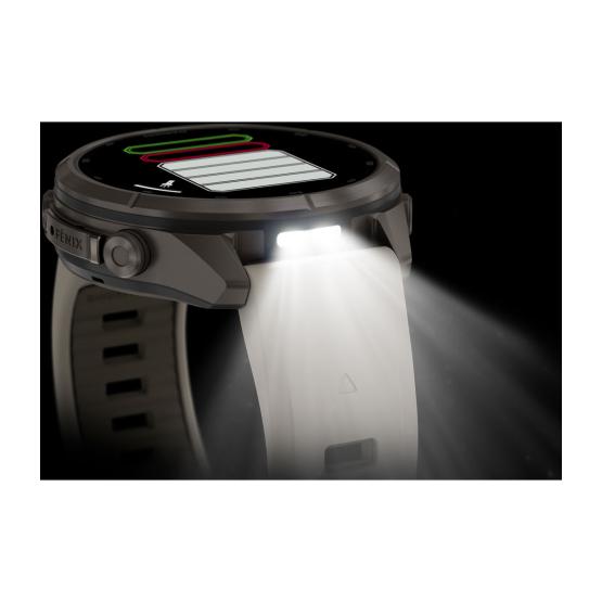 Garmin Fenix 9 Pro inReach - 43mm Tytanowy z silikonowym paskiem w kolorze Fog Gray / Dark Sandstone [010-04335-81] (11)