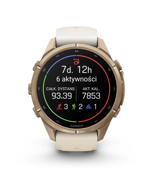 Garmin Fenix 9 Pro - 43mm Tytanowy w kolorze Autumn Gold z silikonowym paskiem w kolorze Cream / French Gray [010-04335-26] (15)