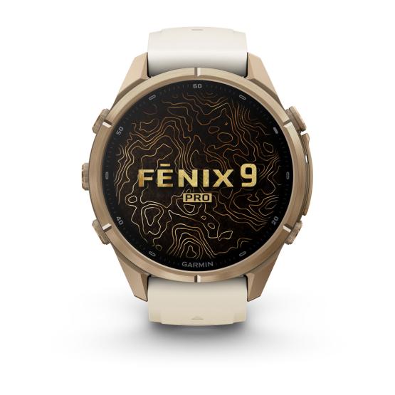 Garmin Fenix 9 Pro inReach - 43mm Tytanowy w kolorze Autumn Gold z silikonowym paskiem w kolorze Cream / French Gray [010-04335-21] (2)