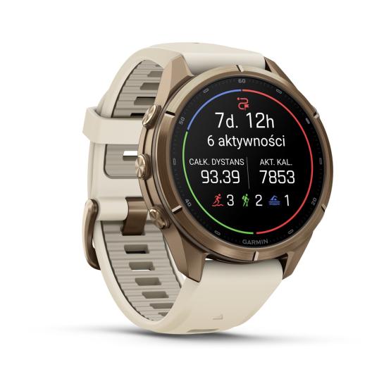 Garmin Fenix 9 Pro inReach - 43mm Tytanowy w kolorze Autumn Gold z silikonowym paskiem w kolorze Cream / French Gray [010-04335-21] (3)