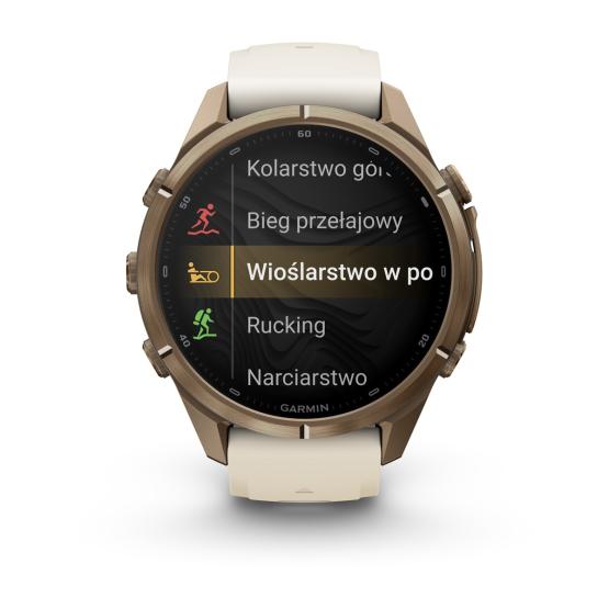 Garmin Fenix 9 Pro inReach - 43mm Tytanowy w kolorze Autumn Gold z silikonowym paskiem w kolorze Cream / French Gray [010-04335-21] (6)