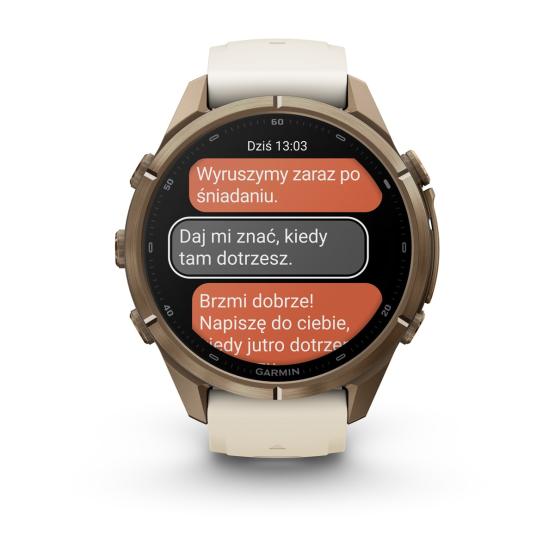 Garmin Fenix 9 Pro inReach - 43mm Tytanowy w kolorze Autumn Gold z silikonowym paskiem w kolorze Cream / French Gray [010-04335-21] (8)