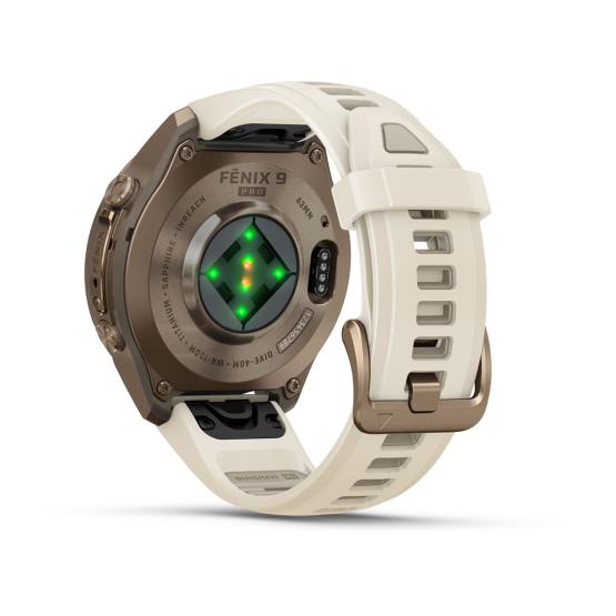 Garmin Fenix 9 Pro inReach - 43mm Tytanowy w kolorze Autumn Gold z silikonowym paskiem w kolorze Cream / French Gray [010-04335-21] (12)