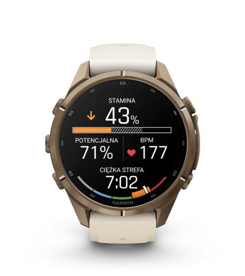 Garmin Fenix 9 Pro inReach - 43mm Tytanowy w kolorze Autumn Gold z silikonowym paskiem w kolorze Cream / French Gray [010-04335-21] (16)