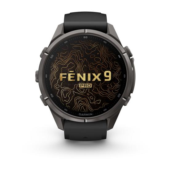 Garmin Fenix 9 Pro inReach - 43mm Tytanowy w kolorze Carbon Gray z powłoką (DLC) z silikonowym paskiem w kolorze Black / Pebble Gray [010-04335-11] (2)