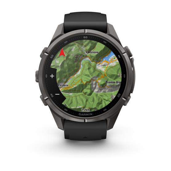 Garmin Fenix 9 Pro inReach - 43mm Tytanowy w kolorze Carbon Gray z powłoką (DLC) z silikonowym paskiem w kolorze Black / Pebble Gray [010-04335-11] (10)