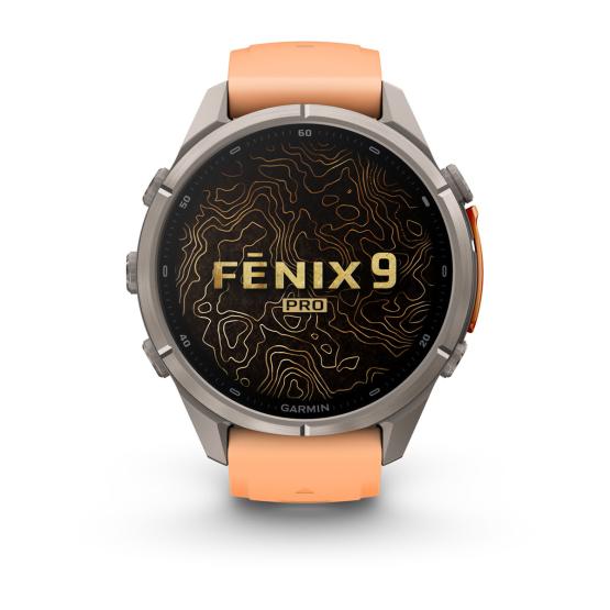 Garmin Fenix 9 Pro inReach - 43mm Tytanowy z silikonowym paskiem w kolorze Shell Pink / Autumn Orange [010-04335-01] (2)