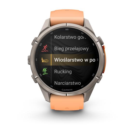 Garmin Fenix 9 Pro inReach - 43mm Tytanowy z silikonowym paskiem w kolorze Shell Pink / Autumn Orange [010-04335-01] (6)