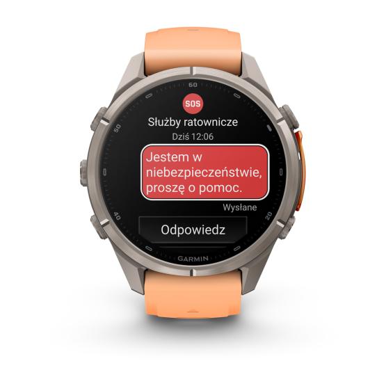 Garmin Fenix 9 Pro inReach - 43mm Tytanowy z silikonowym paskiem w kolorze Shell Pink / Autumn Orange [010-04335-01] (7)