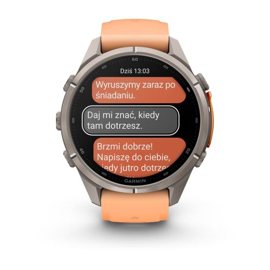 Garmin Fenix 9 Pro inReach - 43mm Tytanowy z silikonowym paskiem w kolorze Shell Pink / Autumn Orange [010-04335-01] (8)