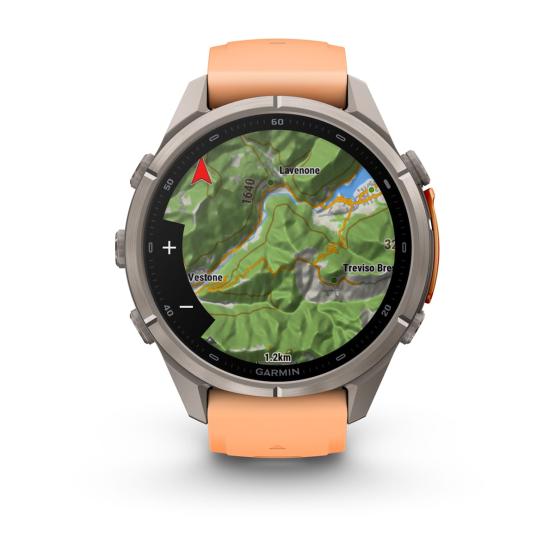 Garmin Fenix 9 Pro inReach - 43mm Tytanowy z silikonowym paskiem w kolorze Shell Pink / Autumn Orange [010-04335-01] (10)