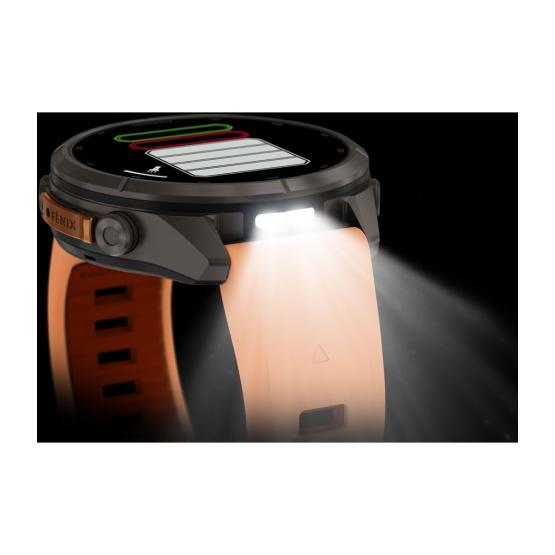 Garmin Fenix 9 Pro inReach - 43mm Tytanowy z silikonowym paskiem w kolorze Shell Pink / Autumn Orange [010-04335-01] (11)
