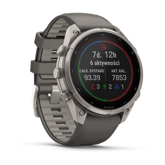 Garmin Fenix 9 Pro SOLAR inReach - 47mm Tytanowy z silikonowym paskiem w kolorze Pebble Gray [010-04338-01] (2)