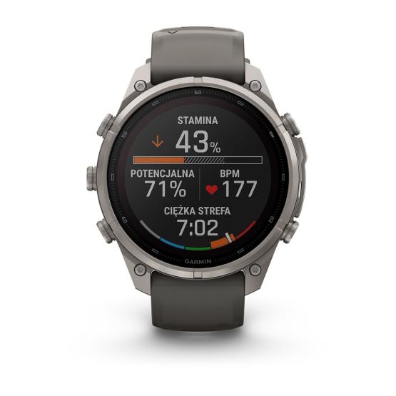 Garmin Fenix 9 Pro SOLAR inReach - 47mm Tytanowy z silikonowym paskiem w kolorze Pebble Gray [010-04338-01] (4)