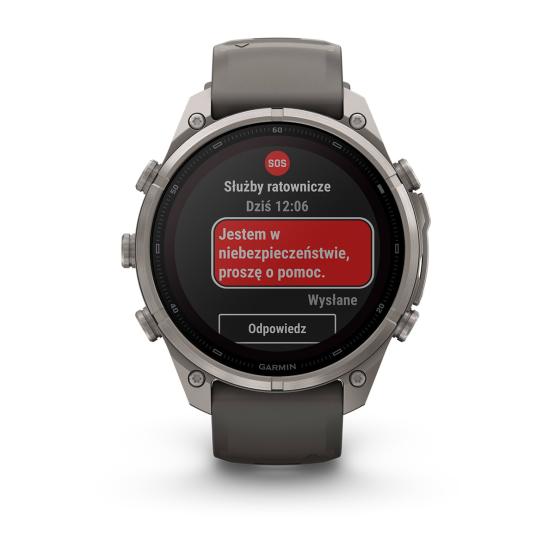 Garmin Fenix 9 Pro SOLAR inReach - 47mm Tytanowy z silikonowym paskiem w kolorze Pebble Gray [010-04338-01] (6)