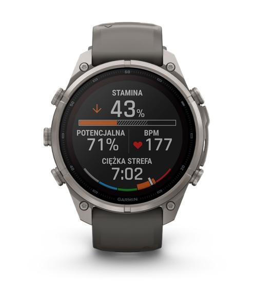 Garmin Fenix 9 Pro SOLAR inReach - 47mm Tytanowy z silikonowym paskiem w kolorze Pebble Gray [010-04338-01] (9)