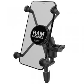 RAM Mounts RAMB176AUN10U uniwersalny uchwyt XGrip montowany w trzon widelca w motocyklu z 1 calową głowicą obrotową