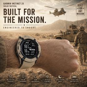 Obrazek 2 dla: Garmin Instinct 2X Solar Tactical Piaskowy jasnobrązowy [0100280502]