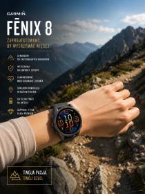 Obrazek 2 dla: Garmin Fenix 8  43mm, ekran AMOLED, Sapphire, Carbon grey DLC titanium z paskiem czarnym [0100290321]