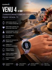 Obrazek 2 dla: Garmin Venu 4 41mm Srebrny z paskiem lawendowy periwinkle [0100301301]