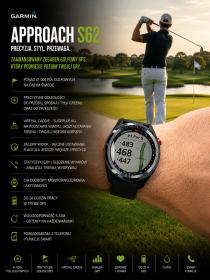 Obrazek 2 dla: Garmin Approach S62 czarny z czarną ceramiczną ramką z czarną opaską [0100220000]